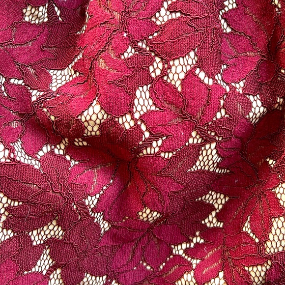 Altar’d State Cranberry Brocade Floral Mini Holiday Dress Size M - Picture 7 of 10